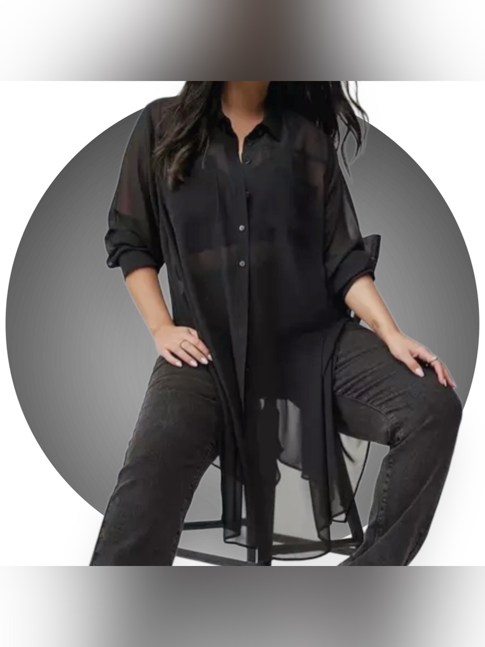 NWT TORRID Sheer Long Sleeve Tunic Shirt - Picture 3 of 8